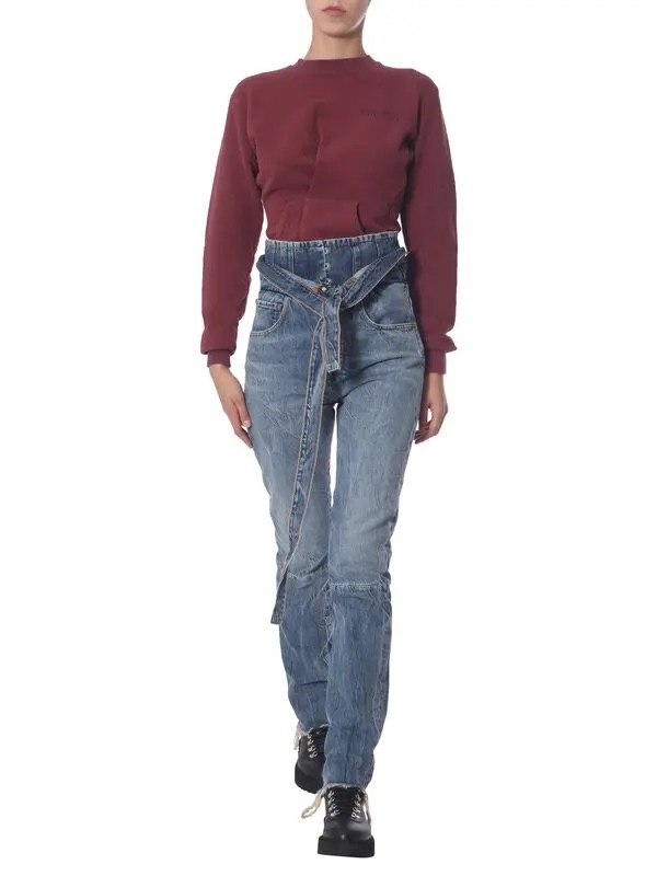 Unravel Project High-Rise Blue Tie-Waist Jeans